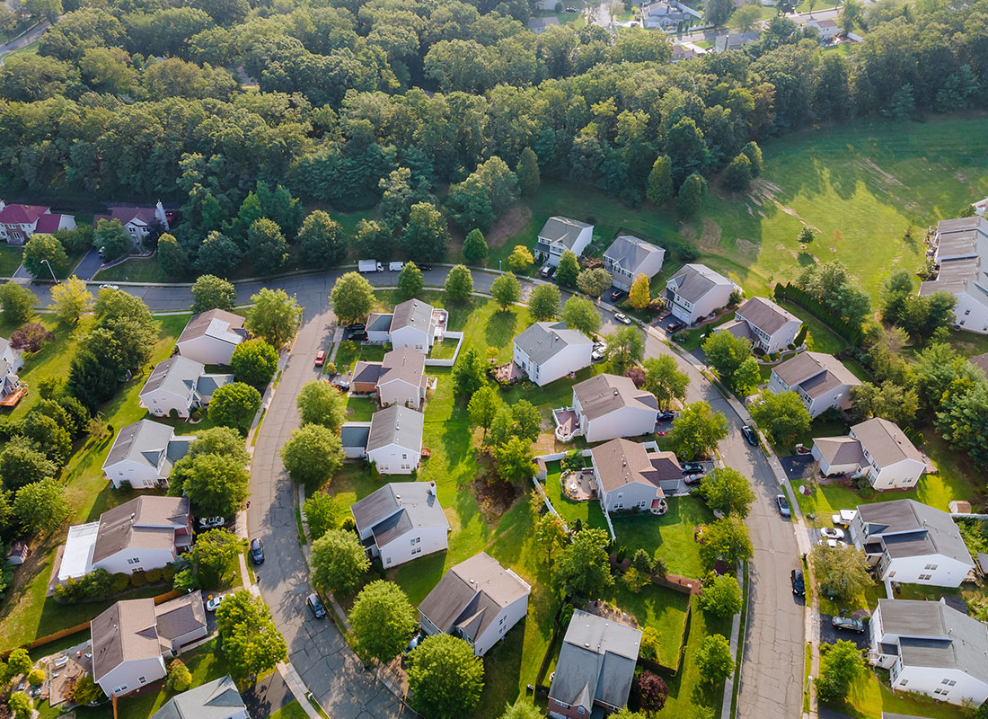 Westerville, OH - Aerial View of Ohio Residential Homes on a Sunny Day
