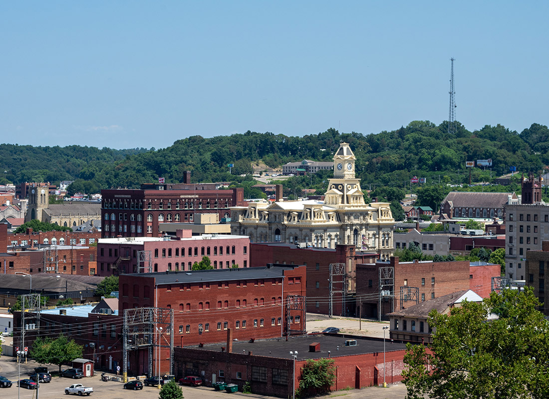 Business Insurance - Aerial View of the City of Zanesville With Brick Buildings on a Sunny Day